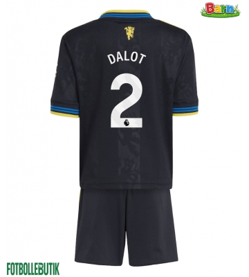 Manchester United Diogo Dalot #2 Tredjeställ Barn 2025-26 Kortärmad (+ Korta byxor)